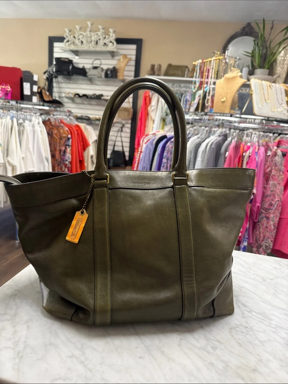 Coach Bleecker Legacy Weekend Large Leather Tote in Olive Green - Picture 3 of 15